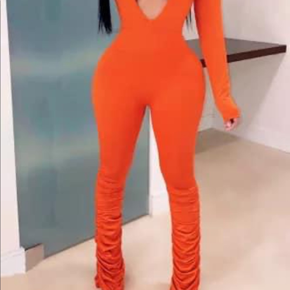 Long sleeve scrunch bottom jumpsuit